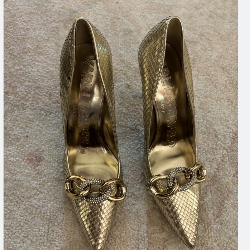 Karl Lagerfeld Gold Chain Detail Heels